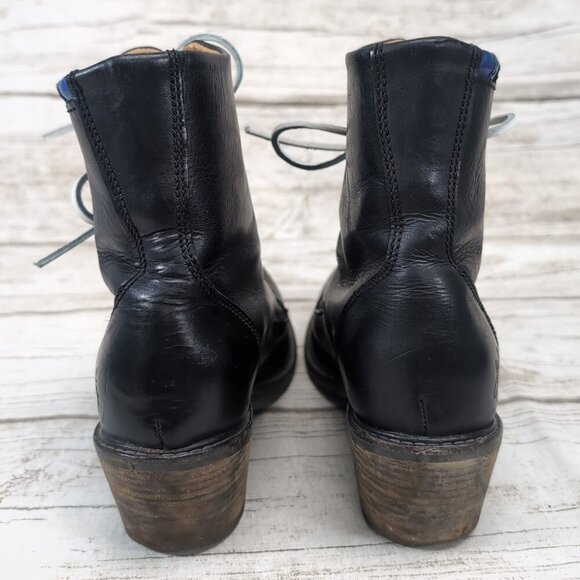 John Fluevog Adriana Nuni Black Leather Lace Up Boots Women Size 8 - Picture 5 of 9